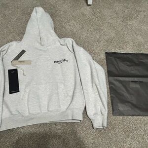 Essentials Light Gray Hoodie with Pouch